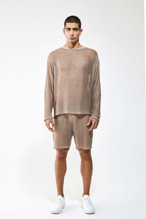 P EL Short long et ample poches arriere taille elastiquee maille transparente Fiyat Yorumlar Trendyol
