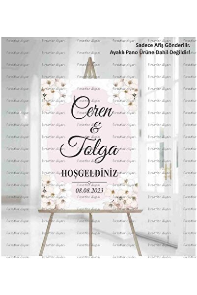 fırsatlar diyarı Kişiye Özel Kına Nişan Söz Nikah Düğün Hoşgeldiniz Karşılama Panosu Afişi 33x48 Cm