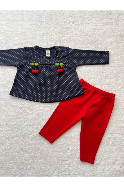 MBK GARDEN 2-Piece Long Sleeve Baby Set with Polka Dot Cherry Accessories