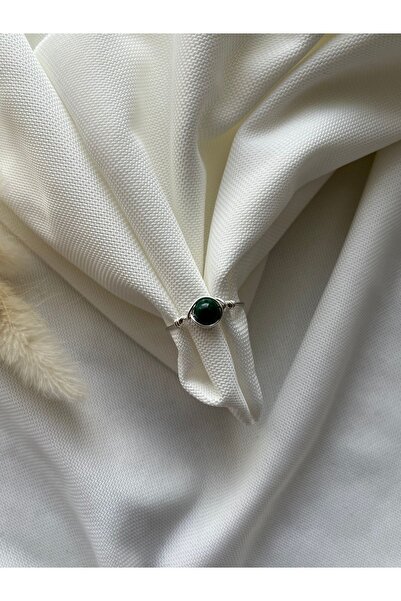 PelvedDesign خاتم سلك رفيع قابل للتعديل من حجر الملاحيت الحقيقي، نموذج أنيق