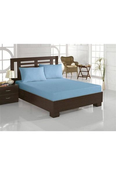DENİZLİ ÇEYİZ Ranforce Fabric 1stQuality 57 Wire Elastic Sheet Set Blue