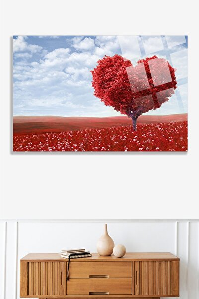 TAULART Heart Tree Landscape Uv cu imprimeu Pictură din sticlă rezistentă la ...