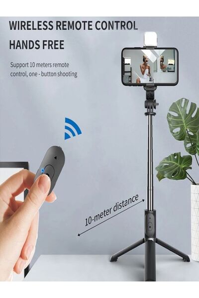 çelikwork inspiring technology LED Işıklı Tripod Kablosuz Selfie Çubuğu, Tripod Standı