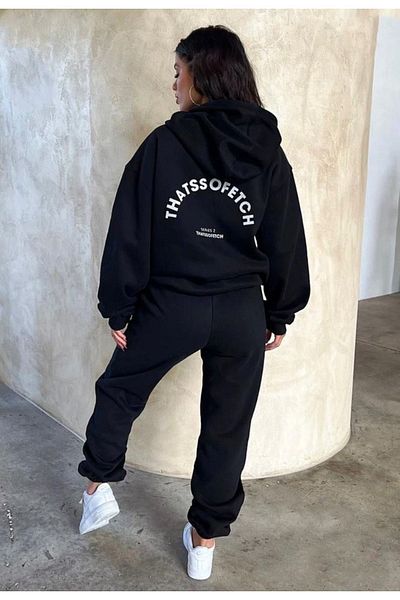 AFROGİYİM Γυναικεία Σετ φόρμας Thatssofetch Printed Oversize