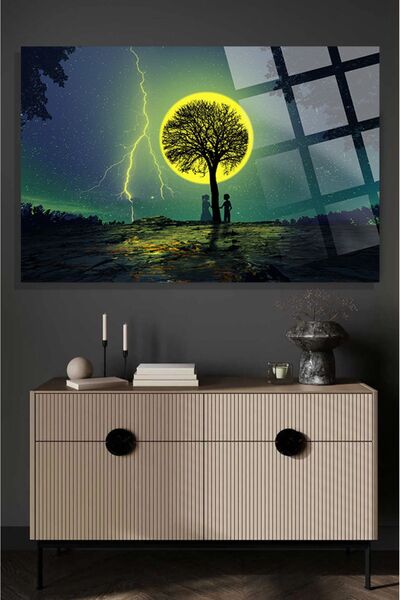 TAULART Pictură din sticlă rezistentă la spargere, cu tematică iubitoare, Moo...