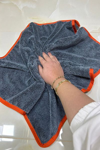 Fine Clean (1 Piece) Orange Piping Microfiber Floor, Wall Tile Wiping Cleaning Cloth 50X70Cm