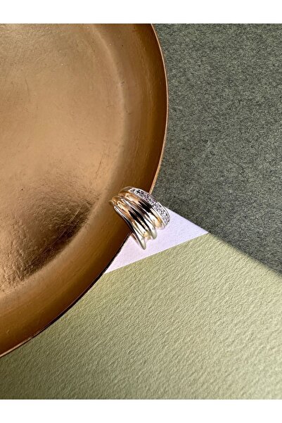 ringbox Çift Renkli Zirkon Taşlı Kıkırdak Küpe Earcuff