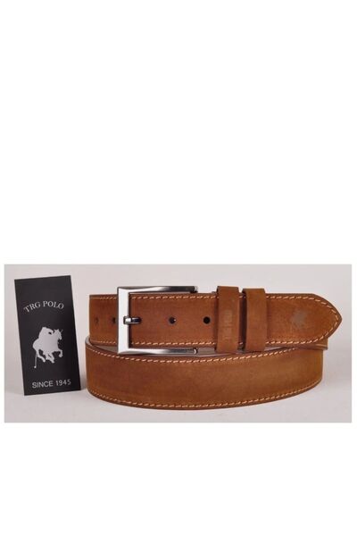 Trg Polo 4,5 Cm Taba Hakiki Nubuk Deri Kemer -0159