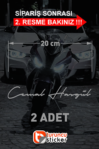 Turuncu Sticker Size Özel İsim İmzası 2 Adet Ad Soyad - İmza Etiket- Oto Stic...