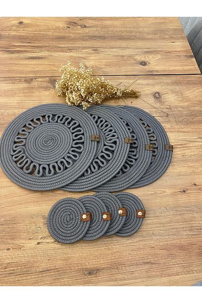 ModaCardin 8 Piece Jute Straw Charger and Under Cup - American Service