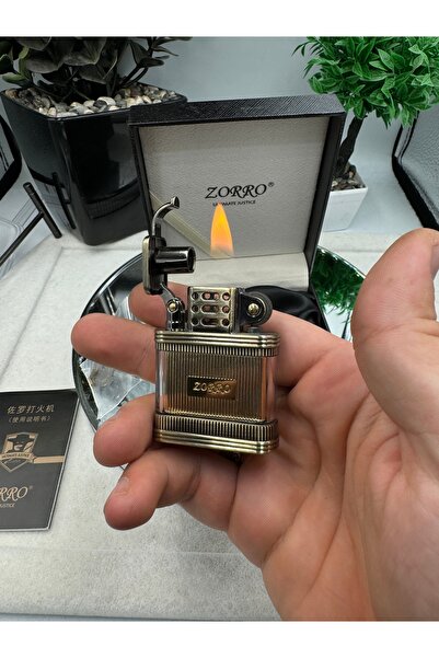 Zorro Yeni Model Siyah Renk Benzinli Çakmak Metal Gövde Şık Tasarım Özel Kutu...