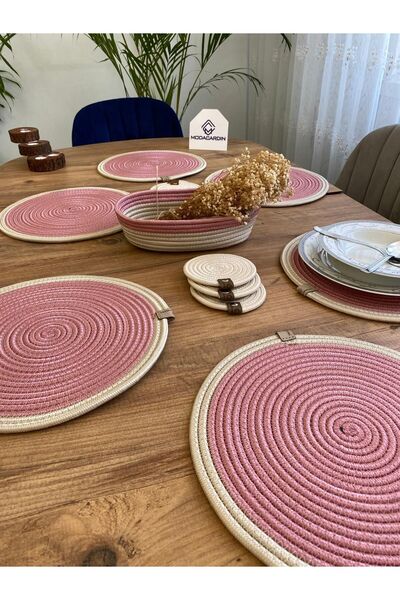 ModaCardin jüt hasır amerikan servis supla  bardak altı ve sepet 13 parça