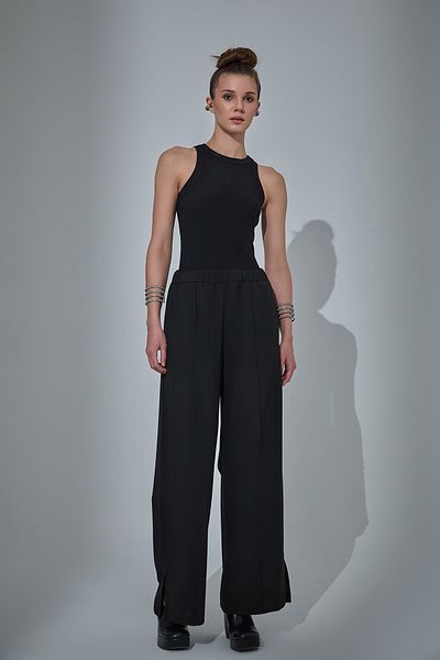 Quzu Wide Leg and Elastic Waist Detailed Trousers
