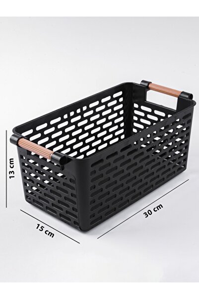 KRM HOME 7 Pieces Black Plastic Organizer Basket - Inner Cabinet and Drawer Organizer