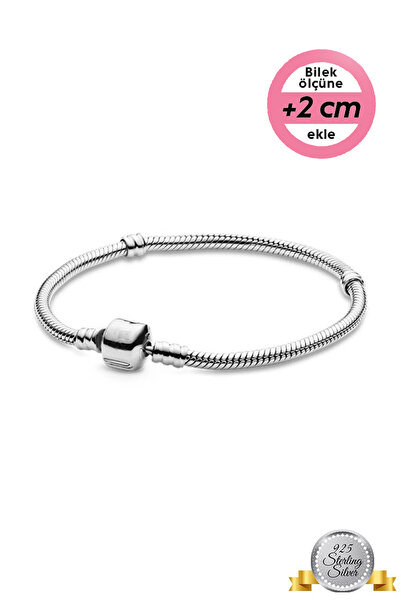Adal Silver 925 Ayar Gümüş Moments Charm Taşıyıcı Düz Klipsli Bileklik
