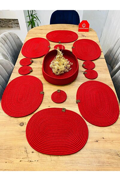 ModaCardin 13-dijelni ovalni podmetač od jute i pruća - Podmetač podmetača i ...