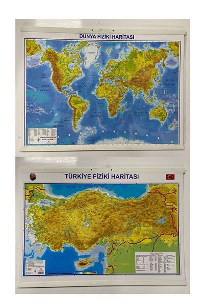 AND Türkiye & Dünya Haritası 35x50 Cm Çıtalı Öğrenci Boy