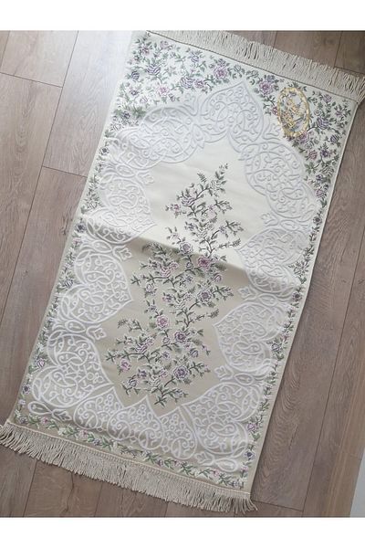 Nurka Çeyiz Luxury Tapestry Prayer Rug with Flower Detail for Dowry Gift Bundle