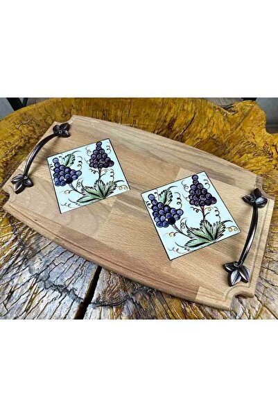 Çini Evi Wooden Tray - Grape Bunch Motif