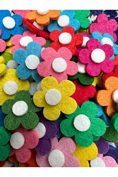 Yumuşakkeçe Renkli Çiçek 3 Cm 100 Adet