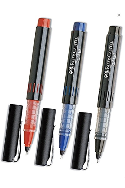 Faber Castell İğne Uçlu 05 Kalem Pilot Mavi-Siyah-Kırmızı 3'lü