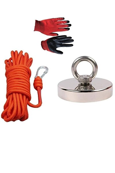 AYMAGNET Magnet Fishing Halatlı Neodyum Pot Mıknatıs Seti, 60mm Çapında Kanca...