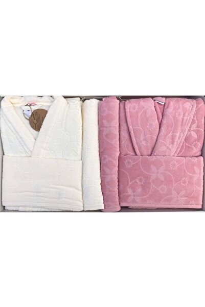 Özdilek Bathrobe Set Wildy Family Set Double 6 Pieces Cream Powder