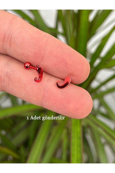 Karınca Piercing Red Chili Pepper Mexican Jalapeno Labret Ear Flat Helix Tragus Piercing Earrings