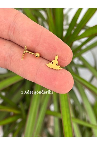 Karınca Piercing Gold Color Lotus Gold Yoga Meditation Piercing - Surgical Steel