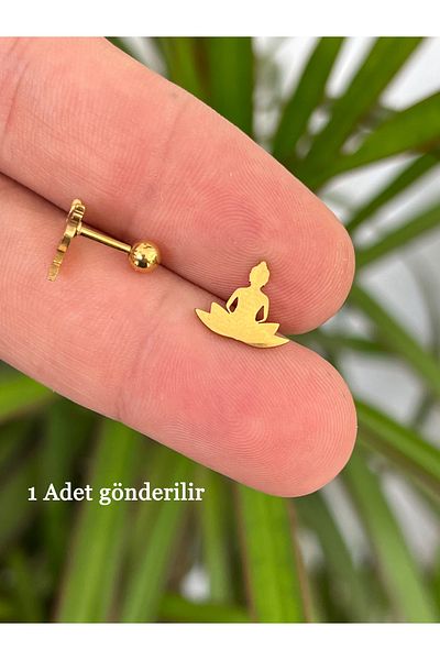 Karınca Piercing Gold Color Lotus Gold Yoga Meditation Piercing - Surgical Steel