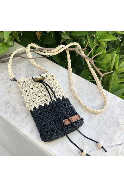 By G Tasarım Two Color Straw Mini Bag / Phone Bag