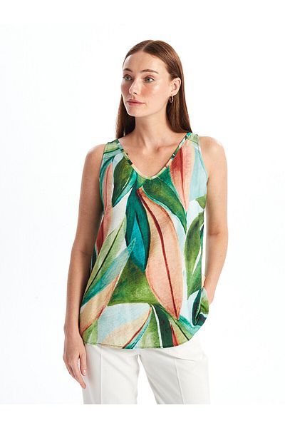 LC Waikiki LCW Damenbluse mit V-Ausschnitt und Muster