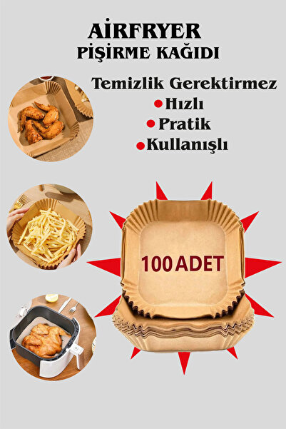 Vwear Airfryer Pişirme Kağıdı XL- 100 Adet Hava Fritöz Kağıdı Fırın Kağıdı Tek Kullanımlık