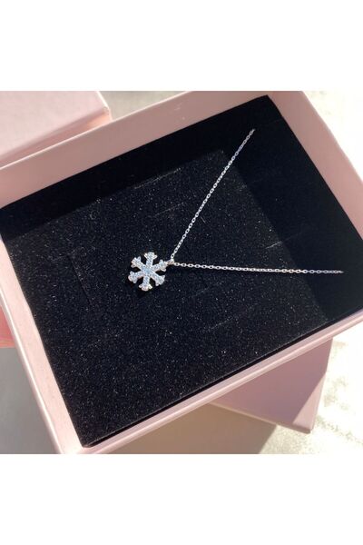 Lovera Jewellery 925 Ayar Gümüş Kar Tanesi Kolye | Kadın Zarif Hediyelik Takı Şık Doğum Günü Hediyesi