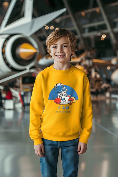 TRENDYOLKIDS سويت شيرت موسمي للأولاد - نمط مجرة رفيع، رقبة دائرية، محبوك - TKDAW25SW00005