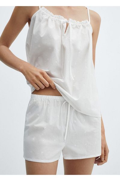 MANGO Weiße Pyjamahose für Damen -67096019