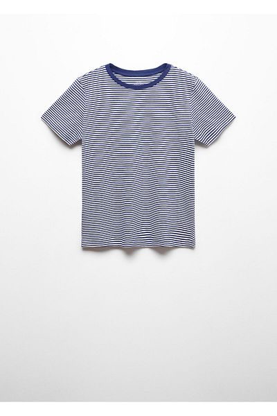 MANGO Tricou cu dungi albastre pentru femei - 67910465