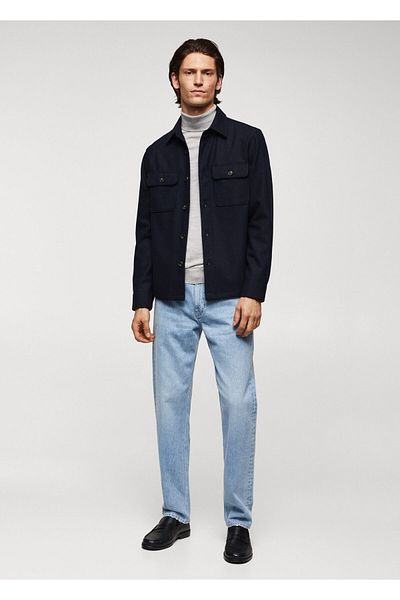 MANGO Woman Ανδρικό πουκάμισο Navy Blue -57905960
