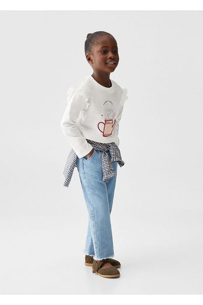 MANGO Woman Tricou pentru fetiță alb catifelat 67050673