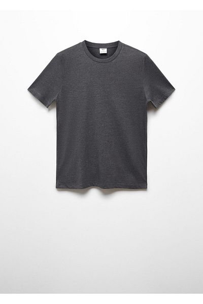MANGO Woman Men's T-Shirt - Charcoal, Model67840647