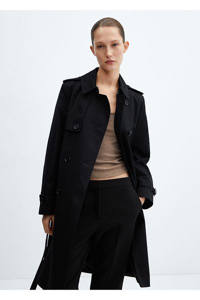 MANGO Woman Women's Black Trench Coat -67984018