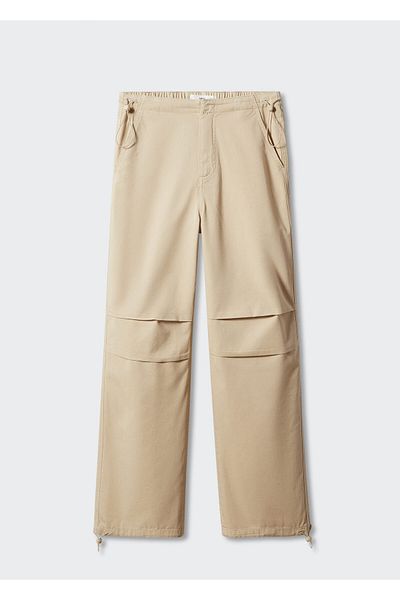 MANGO Woman Sand Color Women's Trousers57050466