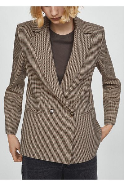 MANGO Woman Dámská bunda Blazer Hnědá -67190462