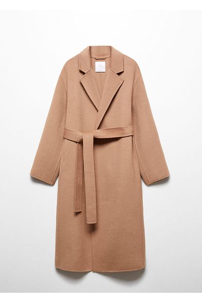 MANGO Dámsky kabát tmavý Camel -67130644