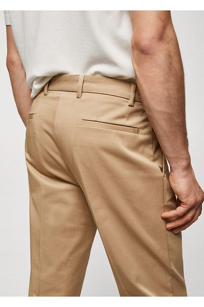 MANGO Men's Dark Camel Trousers -57950777