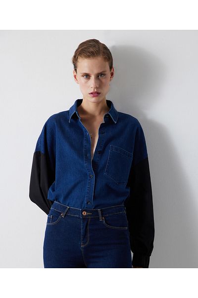 İpekyol Denim Tech Fabric Mix Shirt