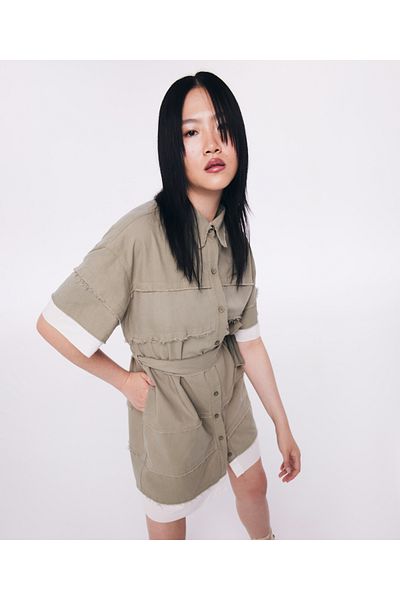 Twist Khaki Woven Dress
