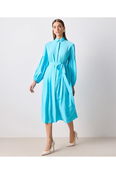 İpekyol Turquoise Woven Dress