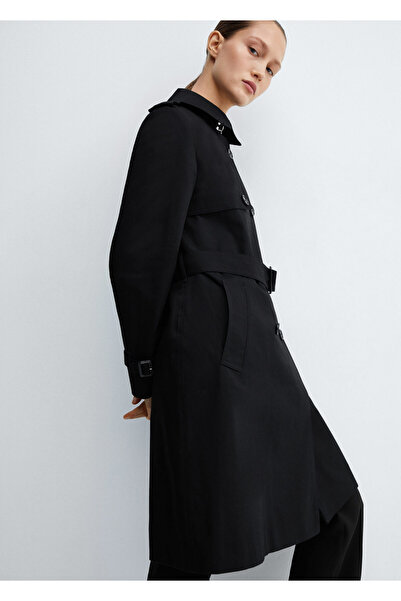 MANGO Woman Siyah Kadın  Trençkot 67984018