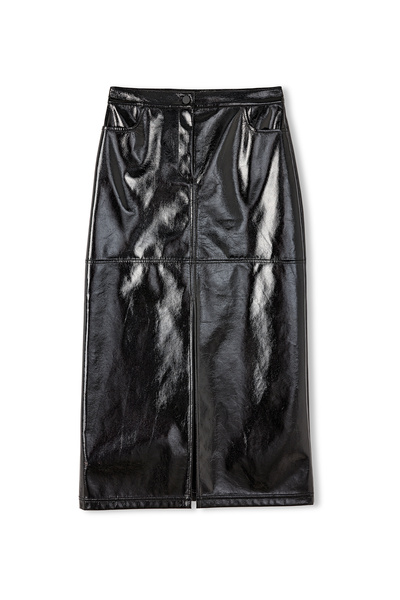 İpekyol Shiny Black Leather Skirt
